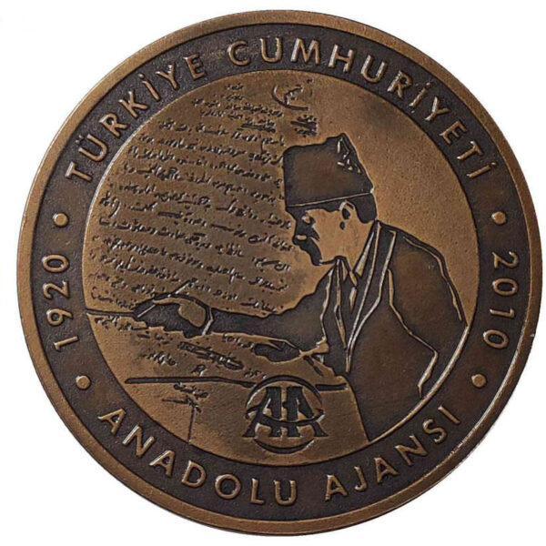 2010 YILI ANADOLU AJANSI 90. YILI DARPHANE HATIRA BRONZ