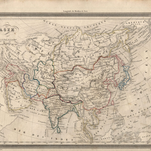 Harita Historical MAP - CHINA - JAPAN *Asia (elle renklendrilmiş) 24 x 20 cm.