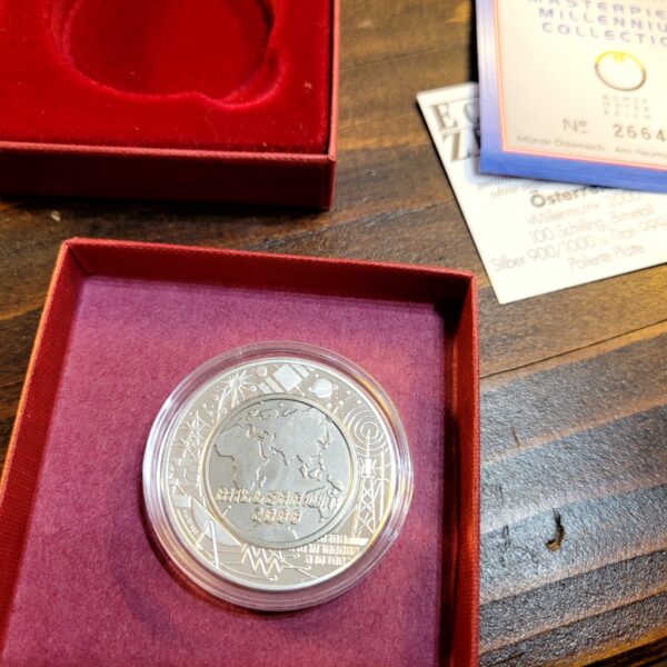 AUSTRIA Österreich 100 Shilling Millenium 2000 w/Box & Certifacate