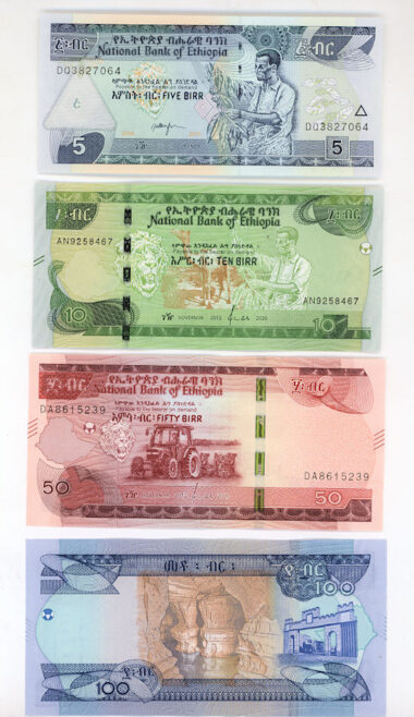 ETHIOPIA Etyopya 5+10+50+100 Birr UNC – çil