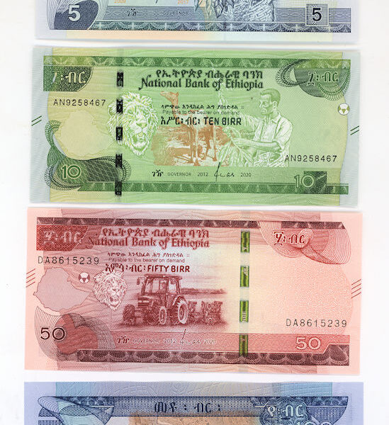 ETHIOPIA Etyopya 5+10+50+100 Birr UNC – çil