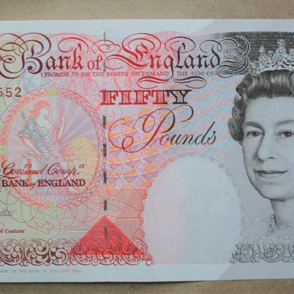 GREAT BRITAIN Ingiltere 50 Pounds 1994 Kraliçe çil banknot