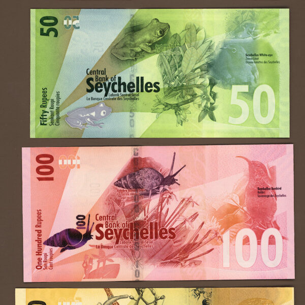 SEYCHELLES 25+50+100+500 Rupees 2016 UNC