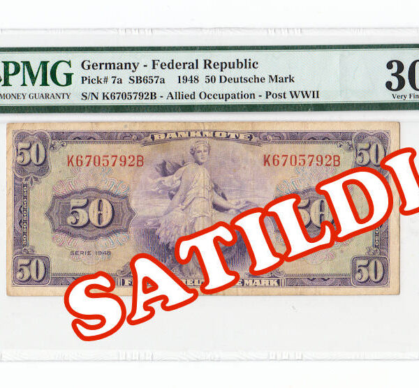 DEUTSCHLAND 50 Deutsche Mark 1948 Pick#7a PMG 30 VF