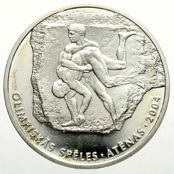 LATVIA 1 Lats 2004 Güreş temalı gümüş