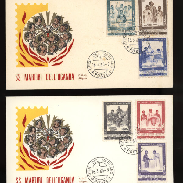 VATIKAN 2 adet FDC 1965 Uganda misyonu