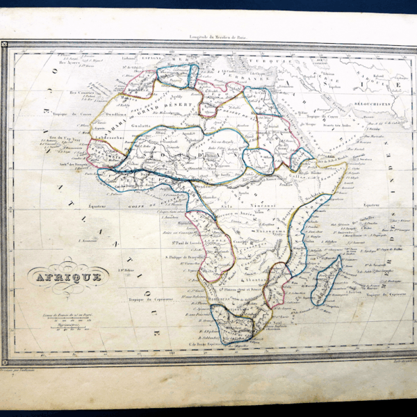 Harita Historical MAP - AFRIQUE Afrika (elle renklendrilmiş) 24 x 20 cm.
