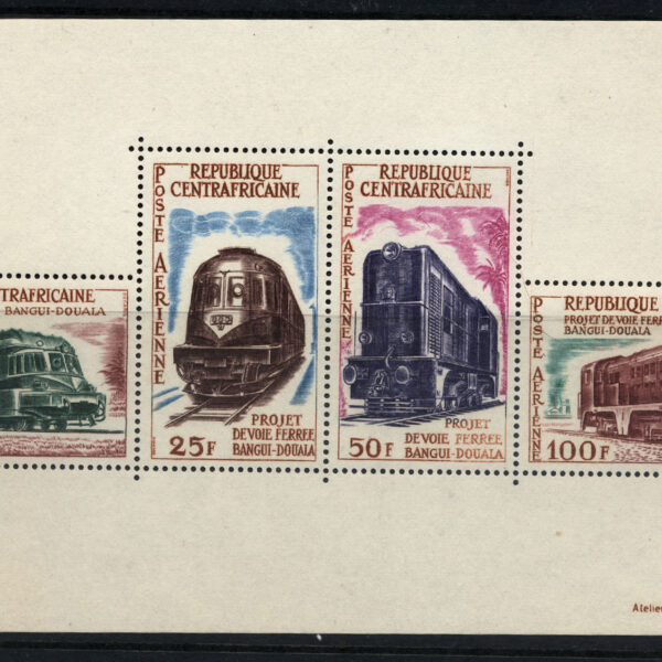 REP: CENTRALAFRICANE Lokomotives Trains Block Mint **MNH