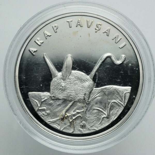 Türkiye nin hayvanları Arap Tavşanı 38.61 mm. Gümüş Sertifikalı hatıra parası