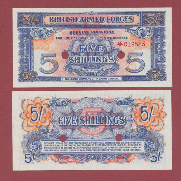 Great Britain Britsh Armed Forces 5 Shillings, 1 Pounds 3 adet çil bankotlar