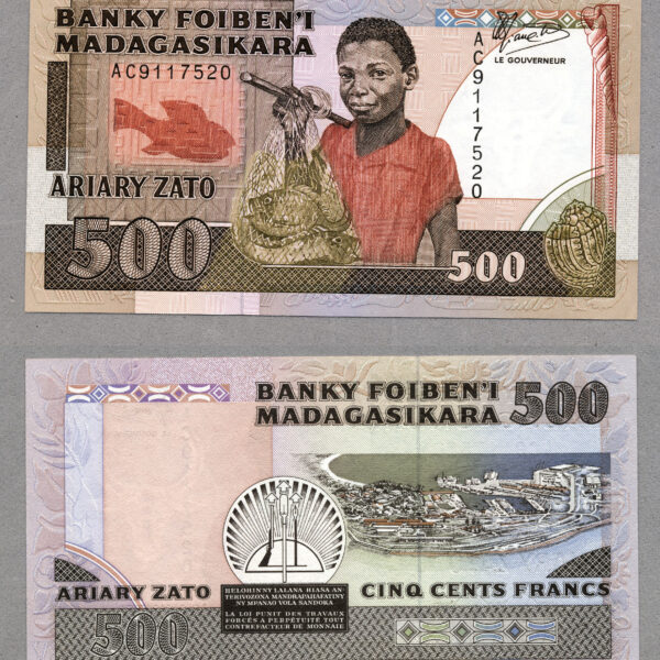 MADAGASCAR 500 Francs ND (1988-93) Pick # 71a – UNC