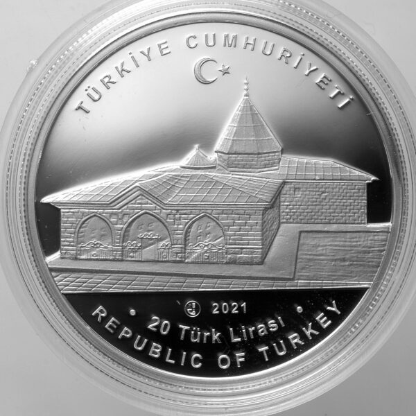 HACI BEKTAŞ VELI 20 TL 2021 Gümüş 0.925 Diameter 38.61 mm. 31.1 Gr. Sertifikalı