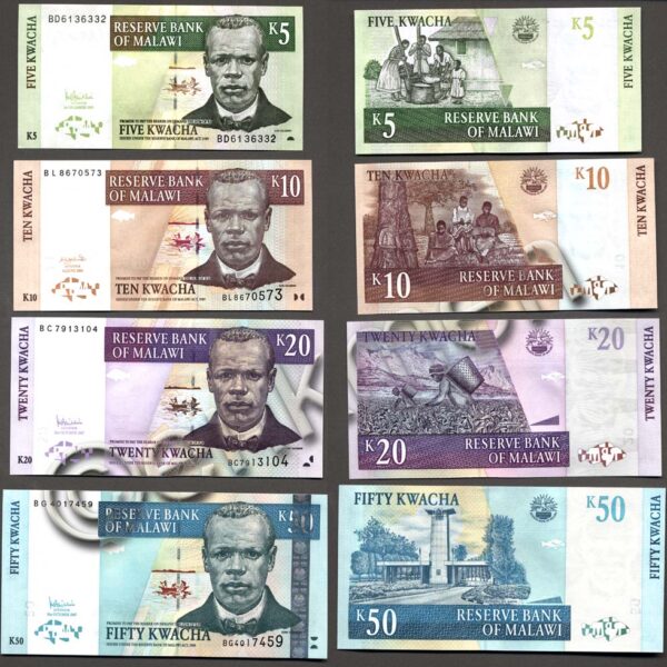 MALAWI 5+10+20+50+100+200+500 Kwacha – UNC