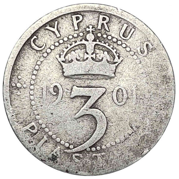 KIBRIS 1901 YILI 3 PİASTRE GÜMÜŞ TEMİZ