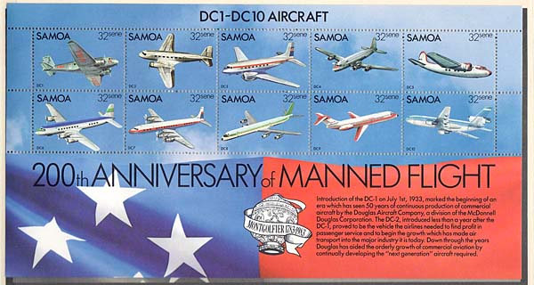SAMOA Aircraft uçaklar Block **MNH SATILDI - OUT OF STOCK SATILDI - OUT OF STOCK SATILDI - OUT OF STOCK