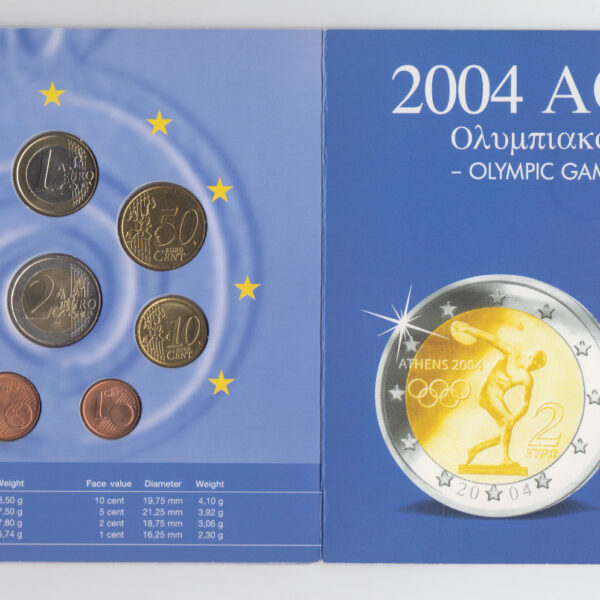Yunanistan GREECE 2004 Euro Coin Set Olympic Games Athena