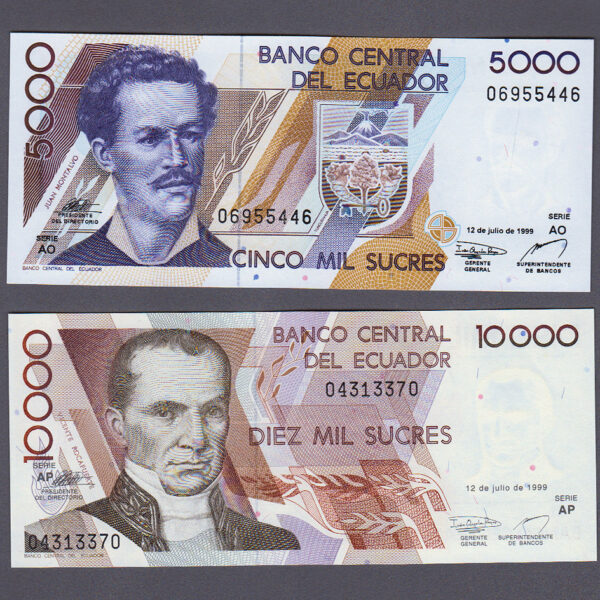 ECUADOR 5000 + 10000 Sucres - UNC *çil
