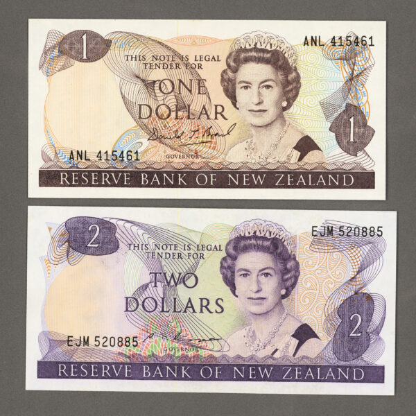 NEW ZEALAND - YENI ZELANDA 1+2 Pounds Kraliçe çil banknot - UNC