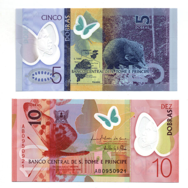 St. Tomé e Principe 5+10+20 Dobras Polymer UNC çil