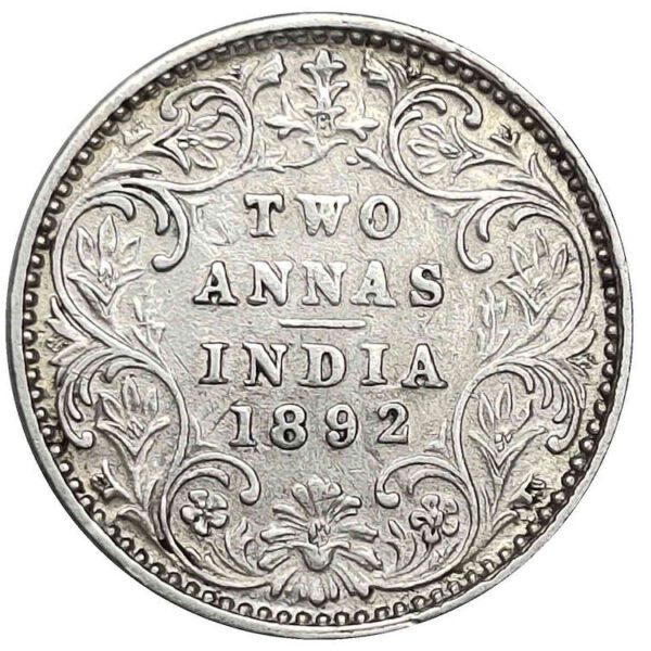 İNGİLİZ HİNDİSTANI 1892 YILI 2 ANNA GÜMÜŞ ÇİLALTI *SATILDI - OUT OF STOCK