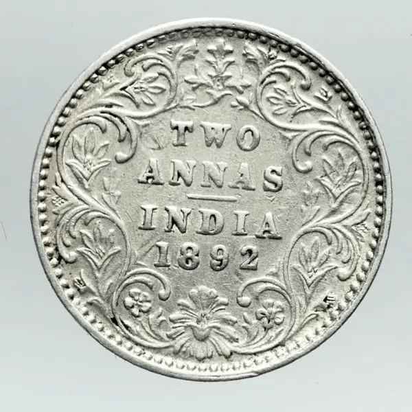 British India 2 ANNA 1892 gümüş madeni para *SATILDI - OUT OF STOCK