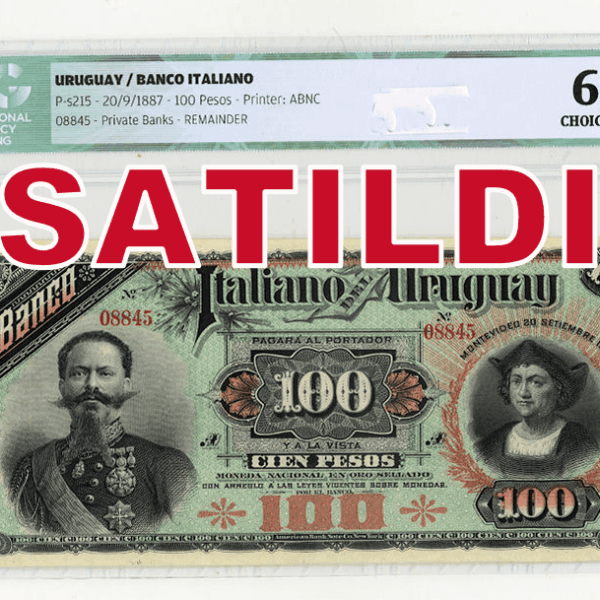 ITALIANO URUGUAY 100 Pesos 1887 Pick # s215 UNC *çil
