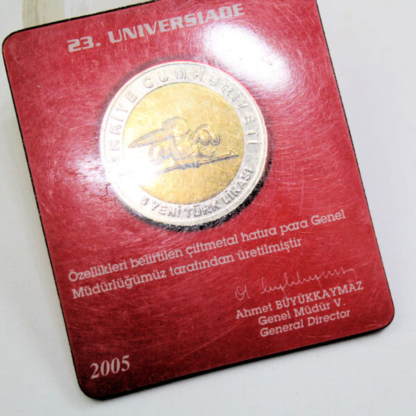 Izmir 23. Universiade 2005 Darphane hatıra bi-metal orijinal kartonunda *çok nadir