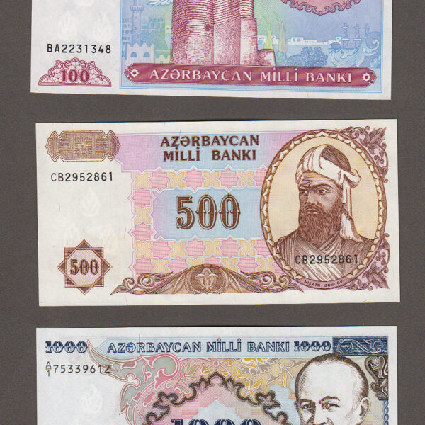 AZERBAYCAN 3 Banknot 1993 çil UNC