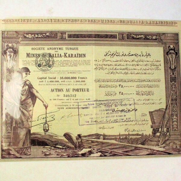 MINES de BALI_KARAIDIN 1892 AYDIN Maden hisse senedi (Nadir)