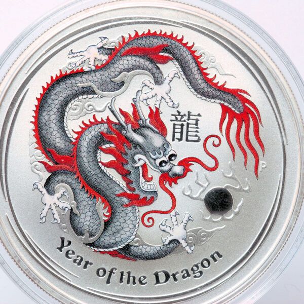 AUSTRALIA 2012 Year of the Dragon Lunar Series 1 Oz. Silver 999 Box & Certificate *Red