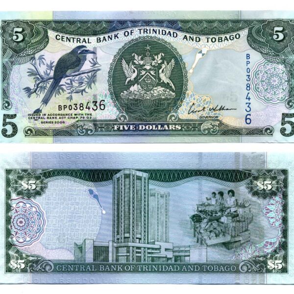 TRINIDAD & TOBAGO 5 Dollars 2002 Pick # 42b UNC - çil banknot