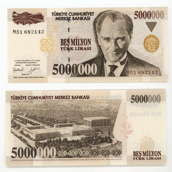 7. Emis. 1. Tertip -5 000 000 Türk Lirası 1997-2006 M harfi çil - UNC