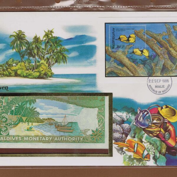 MALDIVES Numisbrief banknot ile 1986