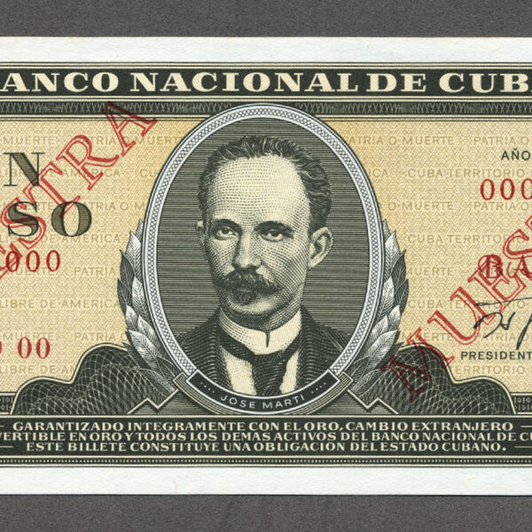 CUBA 1 Peso 1988 Pick # 102s4 SPECIMEN - UNC