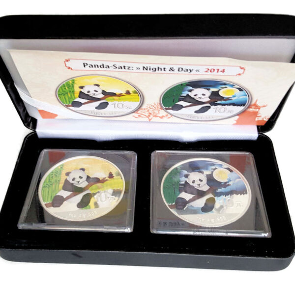 CHINA Panda Night & Day 2 Coins Silver in Box (with certificate) *SATILDI - OUT OF STOCK