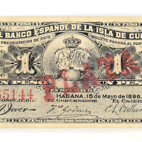 CUBA Küba 1 Peso 1896 Pick # 47b *VF çt banknot