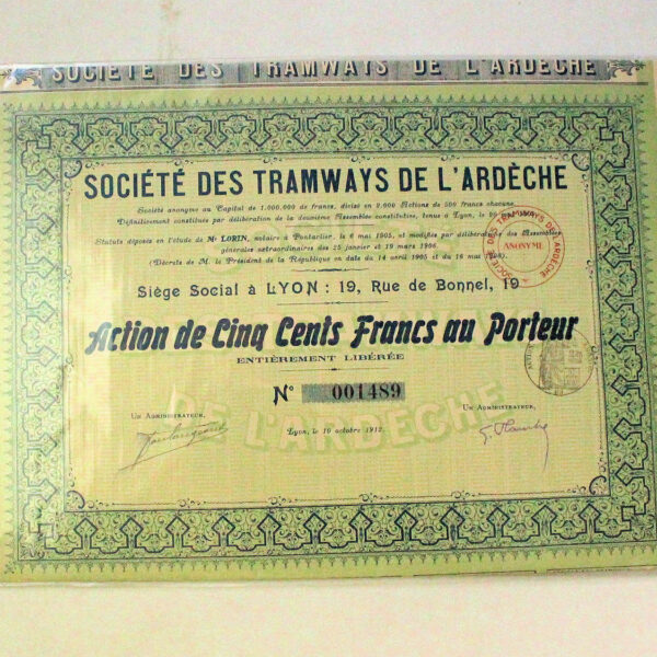 Societe des Tramways 1905 *hisse senedi