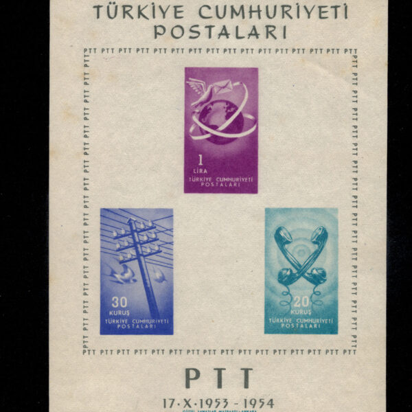 PTT 1953-54 Block 6 Mint **MNH (hafif lekeli)