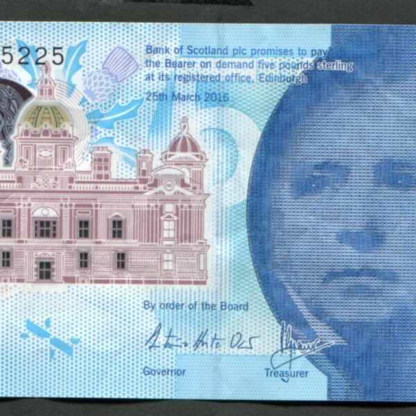 Iskoçya SCOTLAND 5 POUNDs 2016 Replacement VF