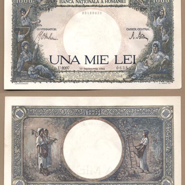 ROMANYA Romania Una Mie Lei 1941 AU