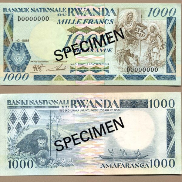 RWANDA 1000 Francs 1988 SPECIMEN – UNC