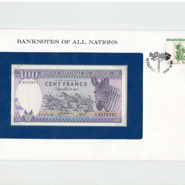 RWANDA Numisbrief 100 Francs banknot ile *SATILDI - OUT OF STOCK