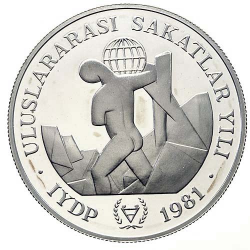 DÜNYA SAKATLAR YILI 3000 Lira 1981 Gümüş sertifikasız