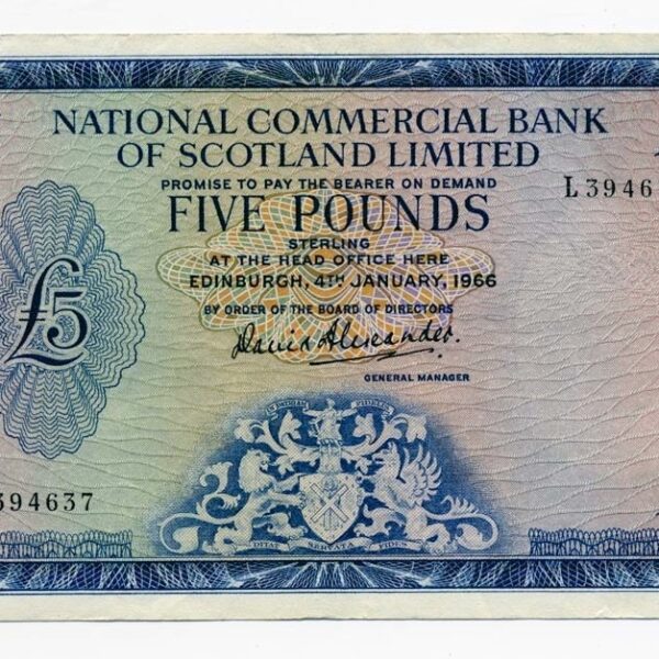 Iskoçya SCOTLAND 5 POUNDs 1.11.1957 EF *ççt