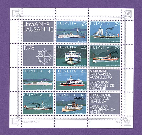 SWITZERLAND Isviçre SCHWEIZ Dampfschiffe Gemiler Block Mint **MNH