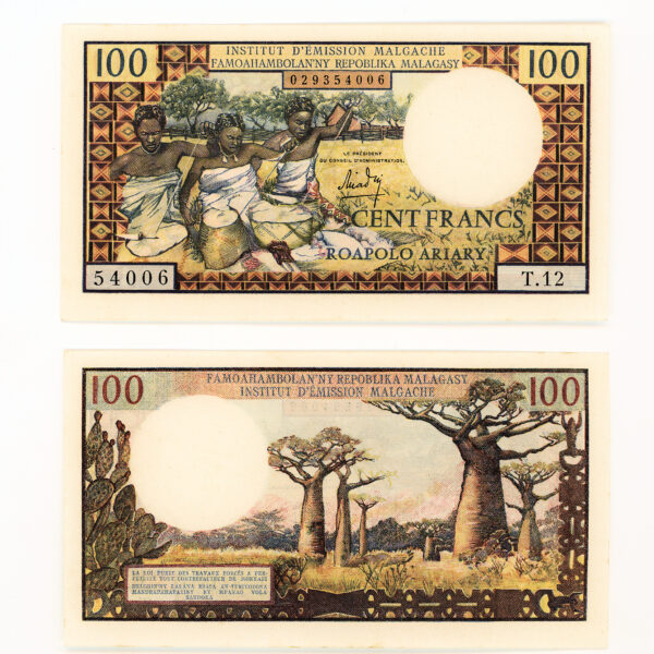 MADAGASCAR 100 Francs ND (1966) Pick # 57a – UNC