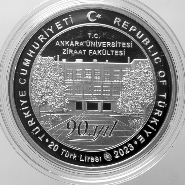 Ankara Üniversitesi Ziraat Fakültesi 20 TL 2023 Gümüş 0.925 Diameter 38.61 mm. 31.1 Gr. Sertifikalı SATILDI – OUT OF STOCK SATILDI