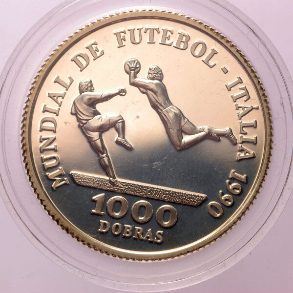 St.TOME et PRINCIPE 1000 Dobras 1990 Italya Dünya Futbol Sampiyonasi gümüs *proof *SATILDI
