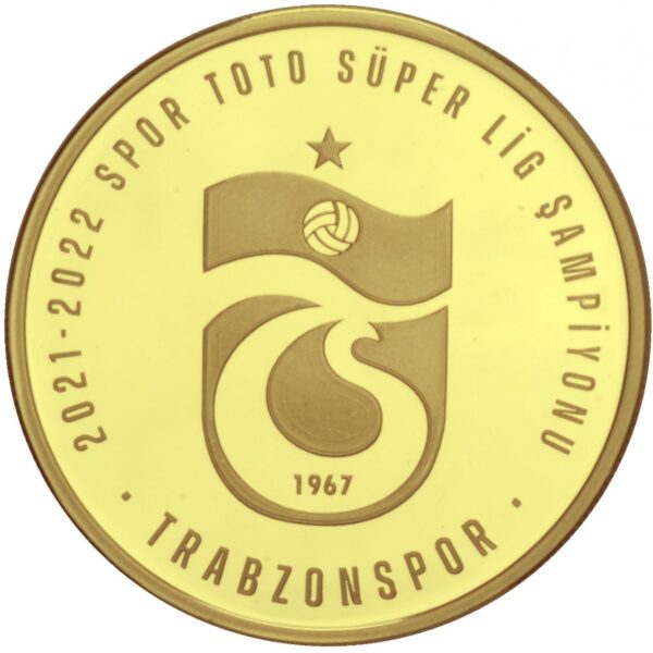 Trabzonspor 2021-2022 Sezonu Süper Lig Şampiyonu Hatıra Parası ALTIN KAPLAMA sertifikalı