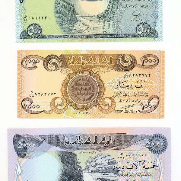IRAQ 3 banknot LOT - UNC çil